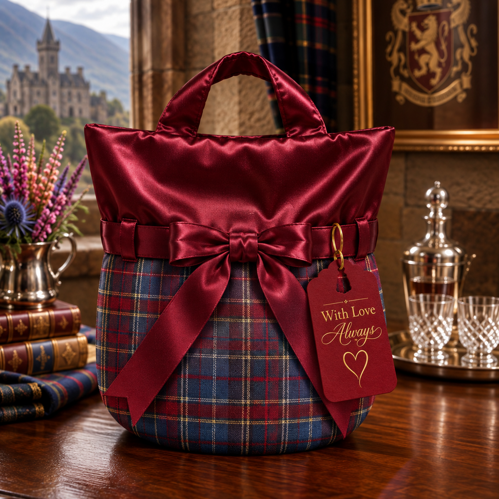 Tartan velvet bottom and Crimson Satin