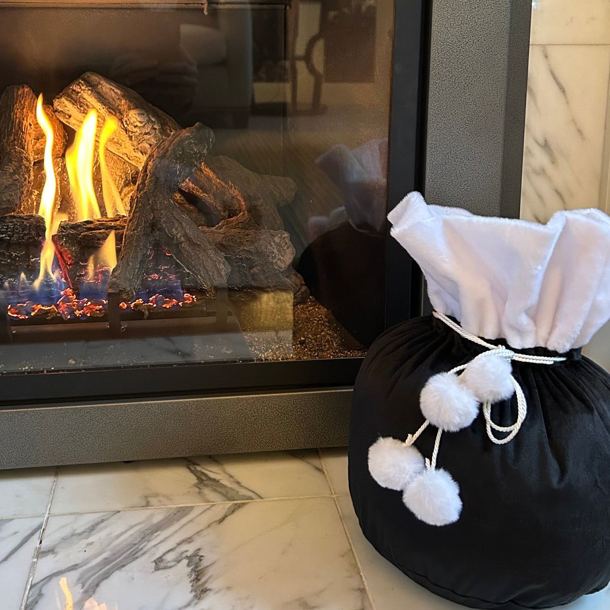 Attoux Classic in Black velvet — Medium by fireplace
