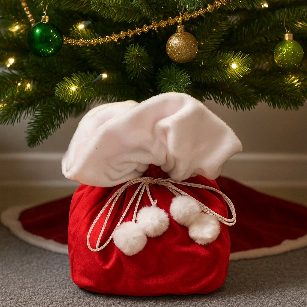 Attoux Classic in Red velvet — Medium under Christmas tree