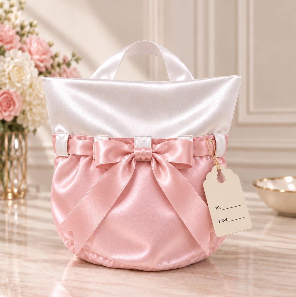 Pink and white satin