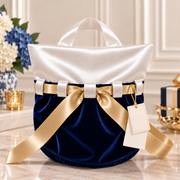 Navy Velvet base and White Satin topper